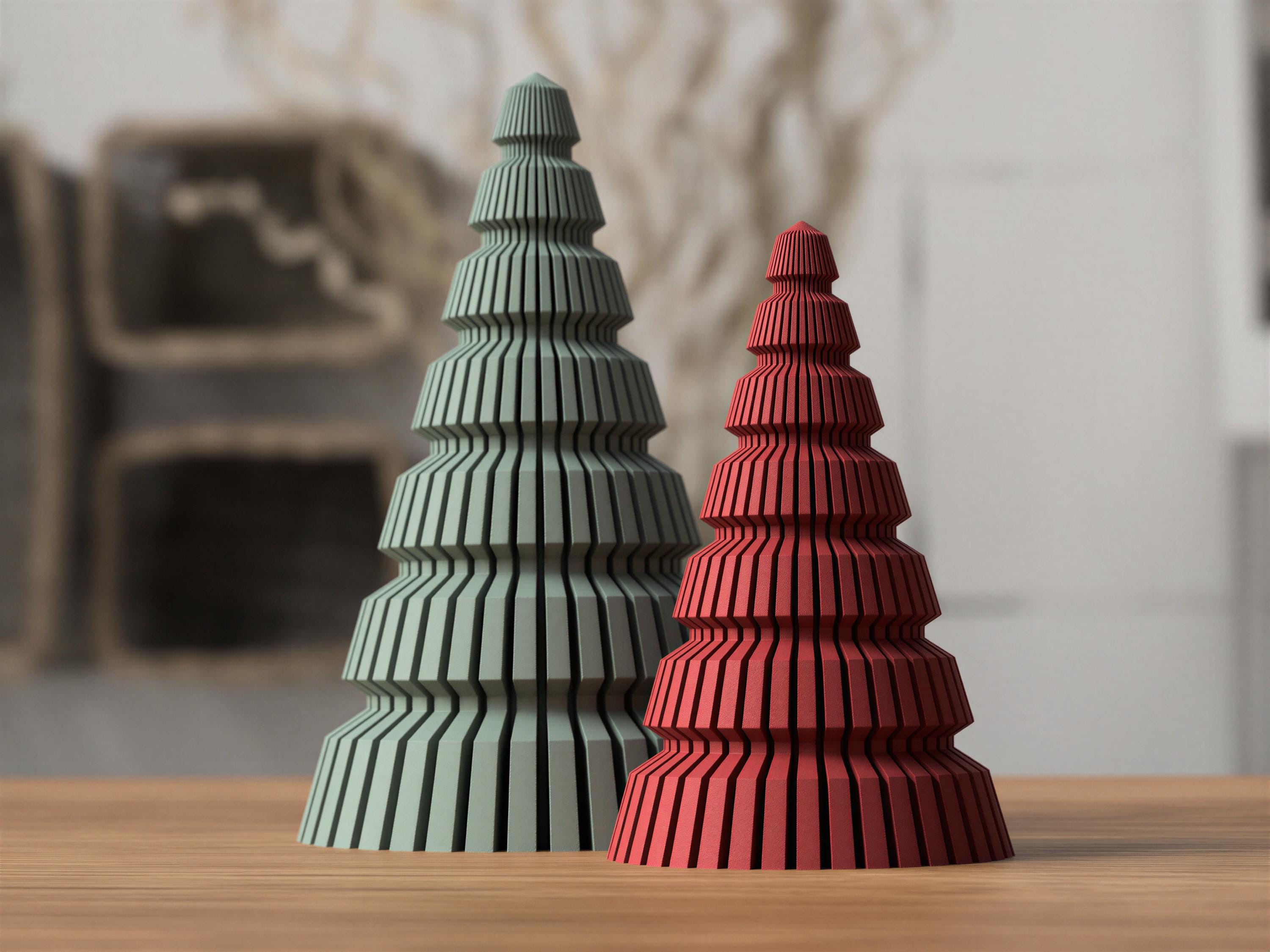Minimalist Japandi Christmas Tree – Modern Ribbed Tabletop Holiday Decor – Sage Green Scandinavian Tree